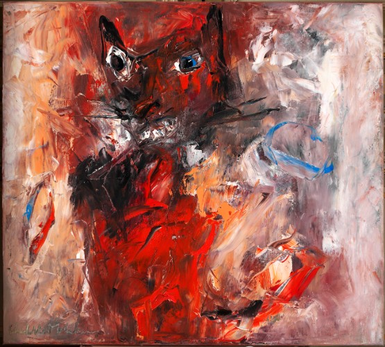 Rode Kat 1, 80 x 90 cm, olie op linnen
