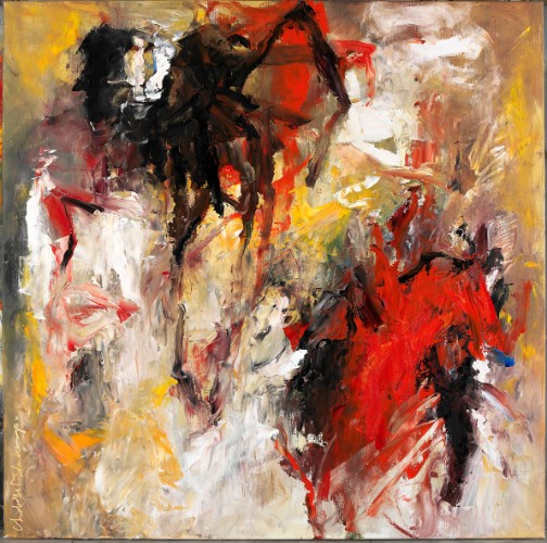 Spanish Garden, 150 x 150 cm, olie op linnen