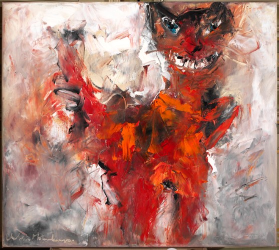 Rode Kat 2, 80 x 90 cm, olie op linnen